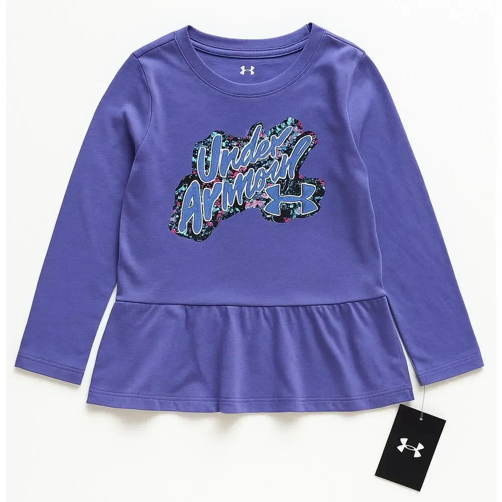 Under Armour Girls Long Sleeve Peplum Top | Violet Storm | Size 6 NWT